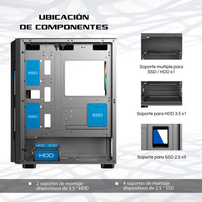 CASE ANTRYX RX 560 BLACK, ARGB FAN X3, VIDRIO TEMPLADO - Achorao