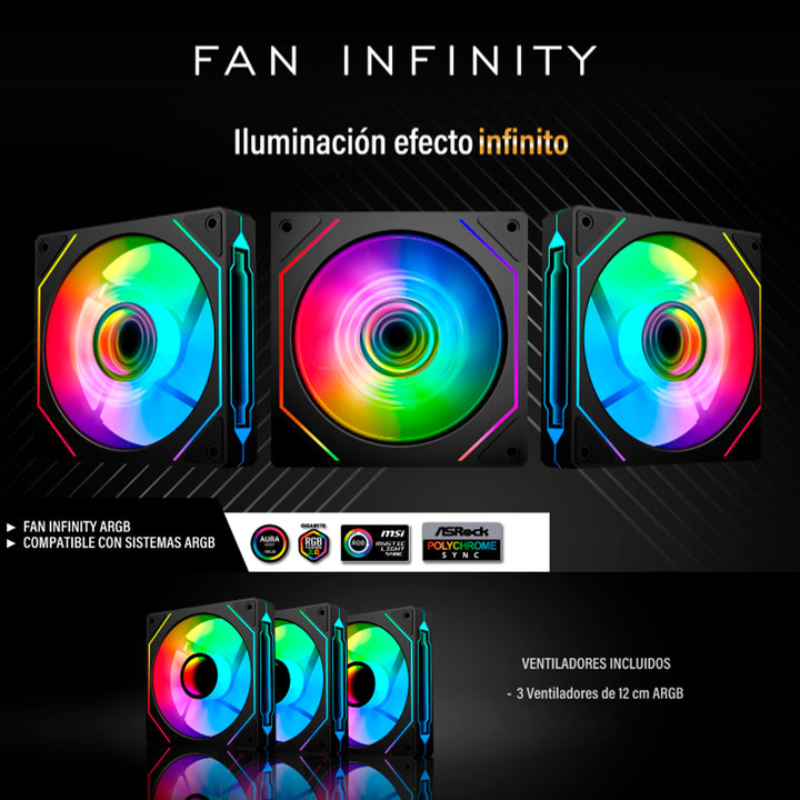 CASE ANTRYX RX 560 BLACK, ARGB FAN X3, VIDRIO TEMPLADO - Achorao