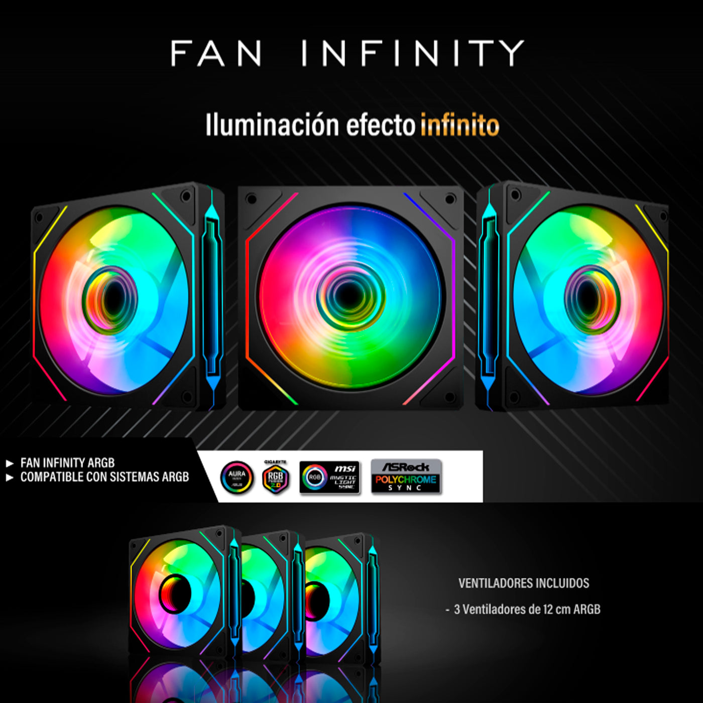 CASE ANTRYX RX 560 BLACK, ARGB FAN X3, VIDRIO TEMPLADO - Achorao