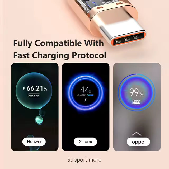 Cable Magnético Xiaomi 6A Carga Súper Rápida USB-A a USB-C 1m Rosa