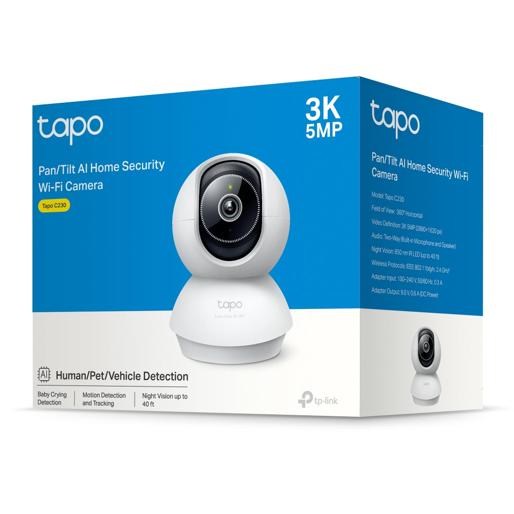 Cámara de seguridad TP-Link Tapo C230 Wi-Fi pan/tilt, 5 MP, con IA - Achorao