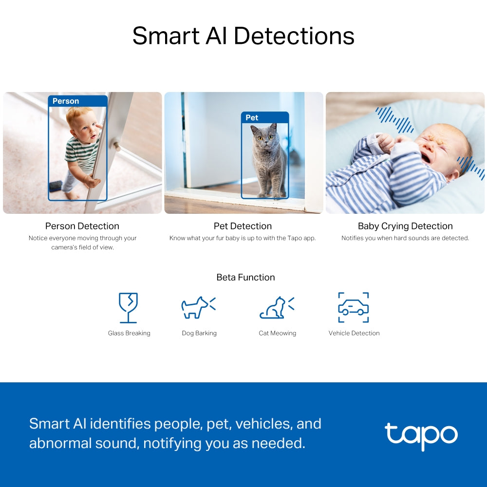 Cámara de seguridad TP-Link Tapo C230 Wi-Fi pan/tilt, 5 MP, con IA - Achorao