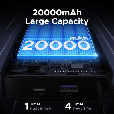 Power Bank UGREEN de 67 W con cable integrado PB550 - Achorao