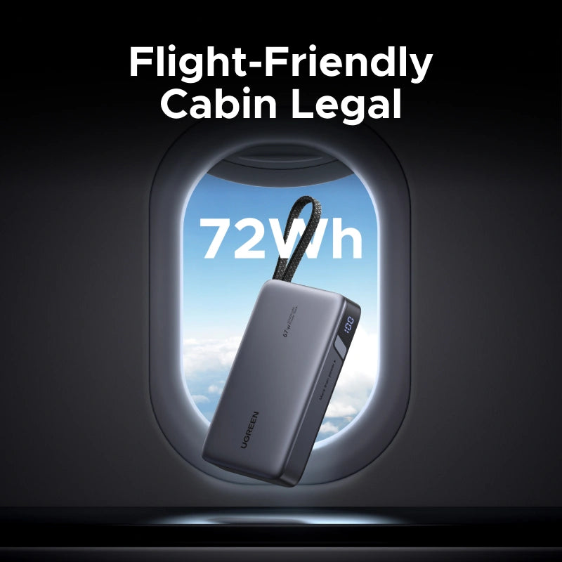 Power Bank UGREEN de 67 W con cable integrado PB550 - Achorao