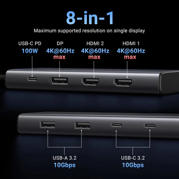 Adaptador hub UGREEN 8-in-1 USB-C Revodok Pro CM639 35625