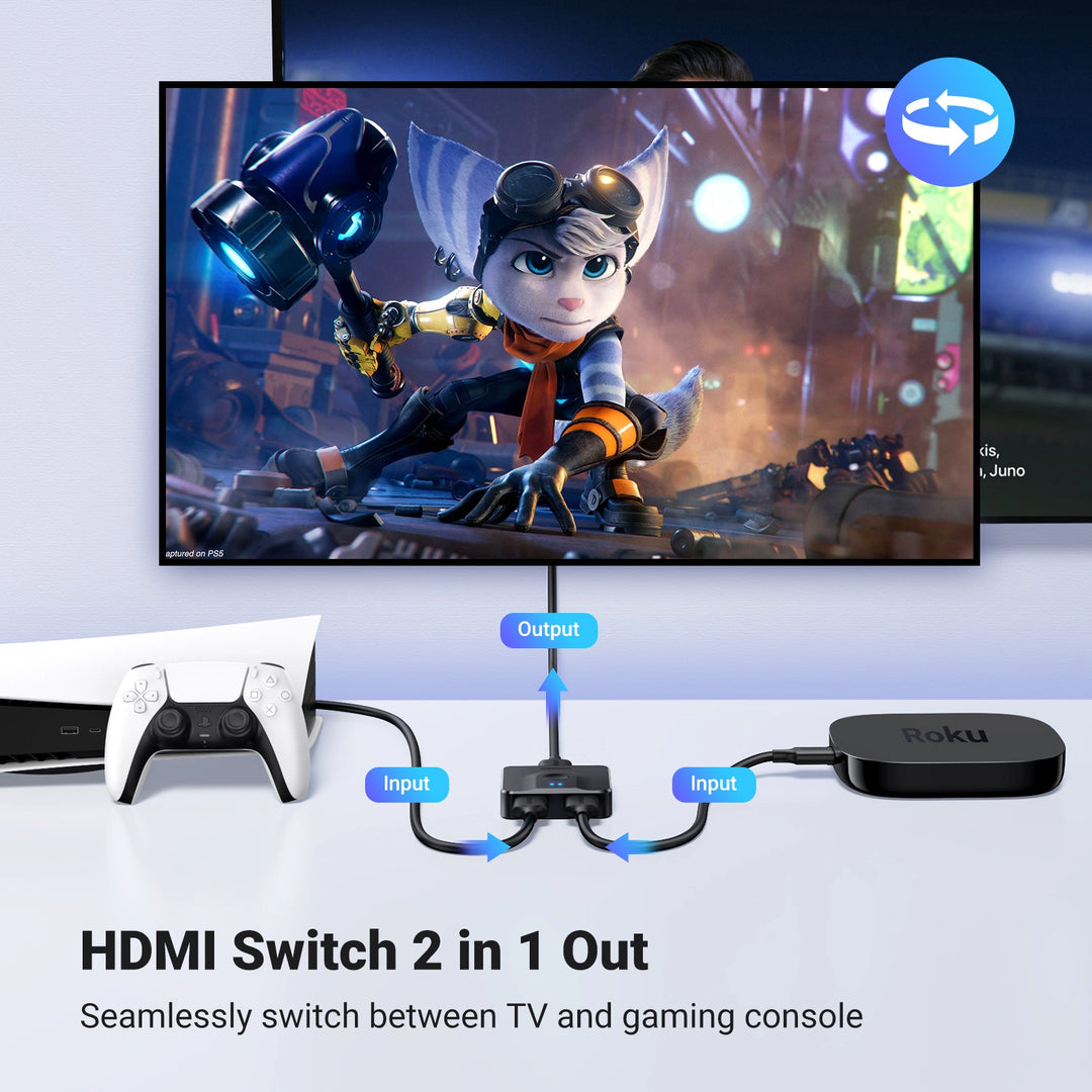 Switcher bidireccional UGREEN 2 en 1, salida HDMI 4K@60Hz CM217