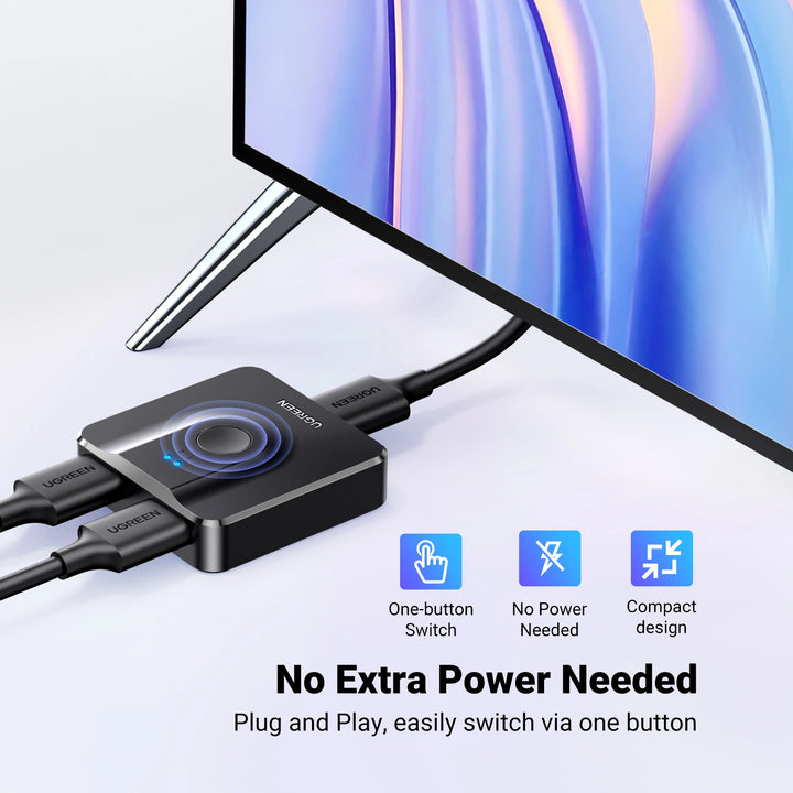 Switcher bidireccional UGREEN 2 en 1, salida HDMI 4K@60Hz CM217