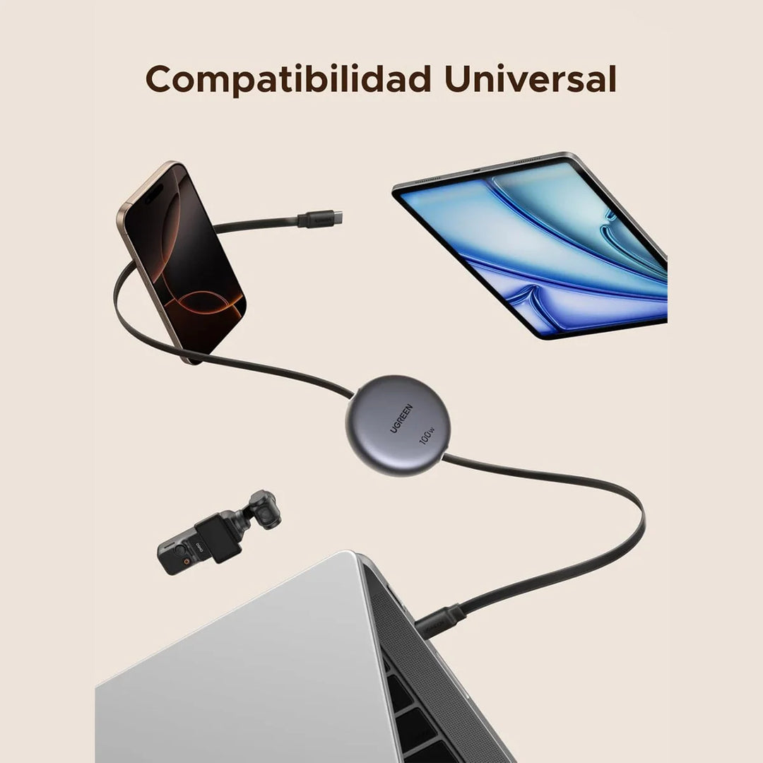 Cable retráctil UGREEN Nexode USB-C to USB-C PD Fast Charging 100W Max 1m L531
