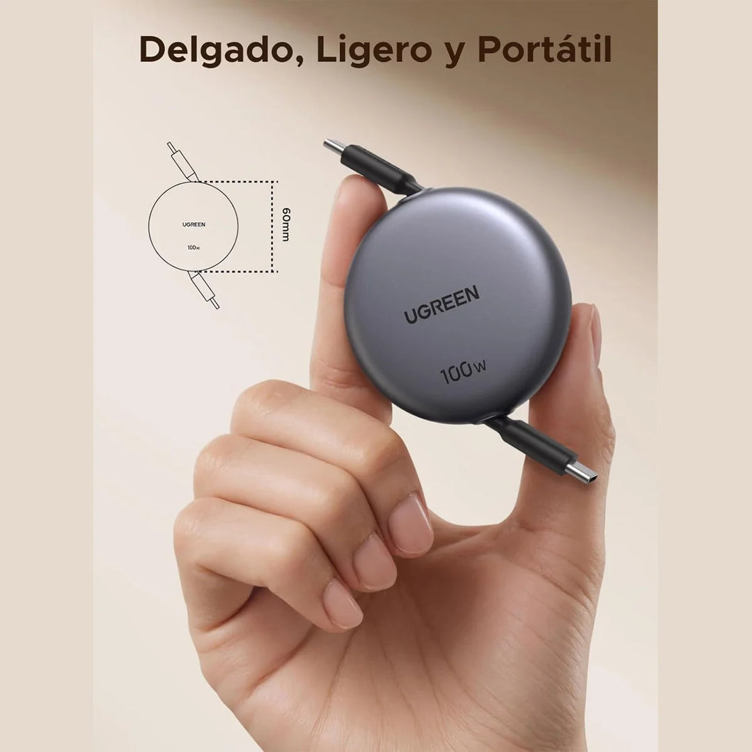 Cable retráctil UGREEN Nexode USB-C to USB-C PD Fast Charging 100W Max 1m L531