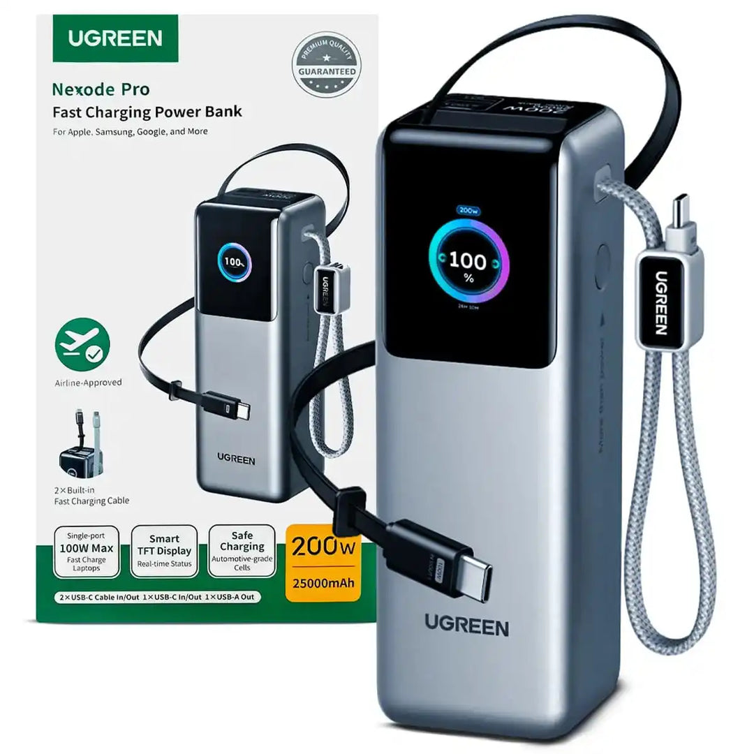 Powerbank UGREEN con cable retráctil 200W 25000mAh PB728