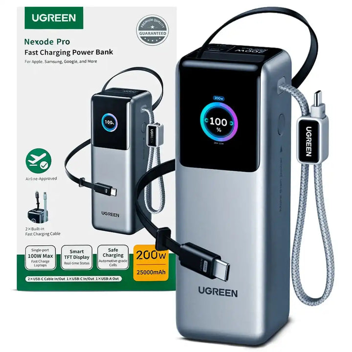 Powerbank UGREEN con cable retráctil 200W 25000mAh PB728