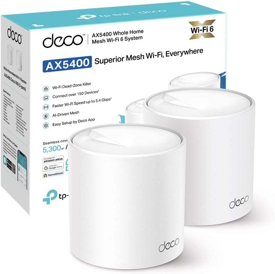 TP-Link Deco X60 (2-Pack) V3.2 - WiFi Mesh AX5400 Mbps, Sistema WiFi 6, Cobertura WiFi