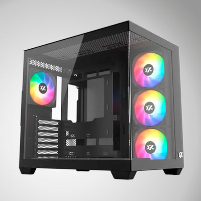 Case gamer XYZ TESSERACT ATX/M-ATX/ITX(Support MB back Plug) 6*M11 fan chain link case - Achorao