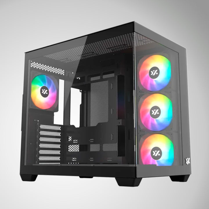 Case gamer XYZ TESSERACT ATX/M-ATX/ITX(Support MB back Plug) 6*M11 fan chain link case - Achorao