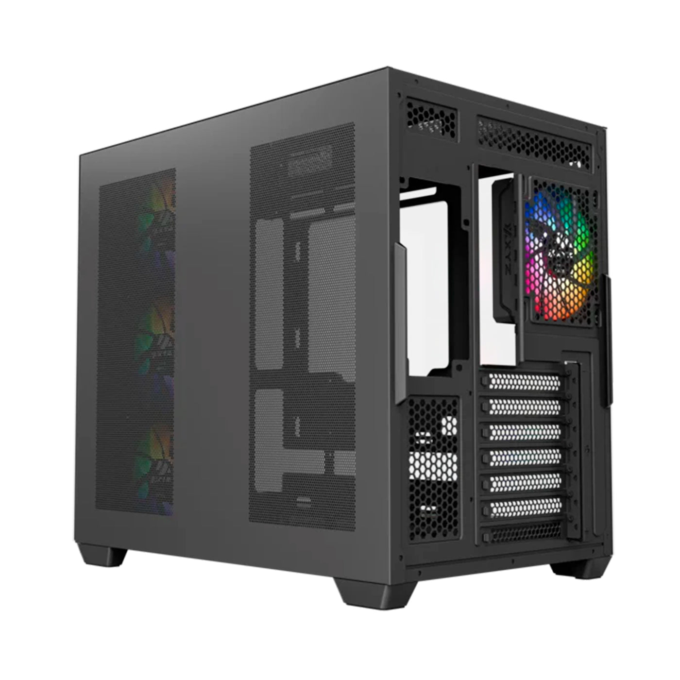 Case gamer XYZ TESSERACT ATX/M-ATX/ITX(Support MB back Plug) 6*M11 fan chain link case - Achorao
