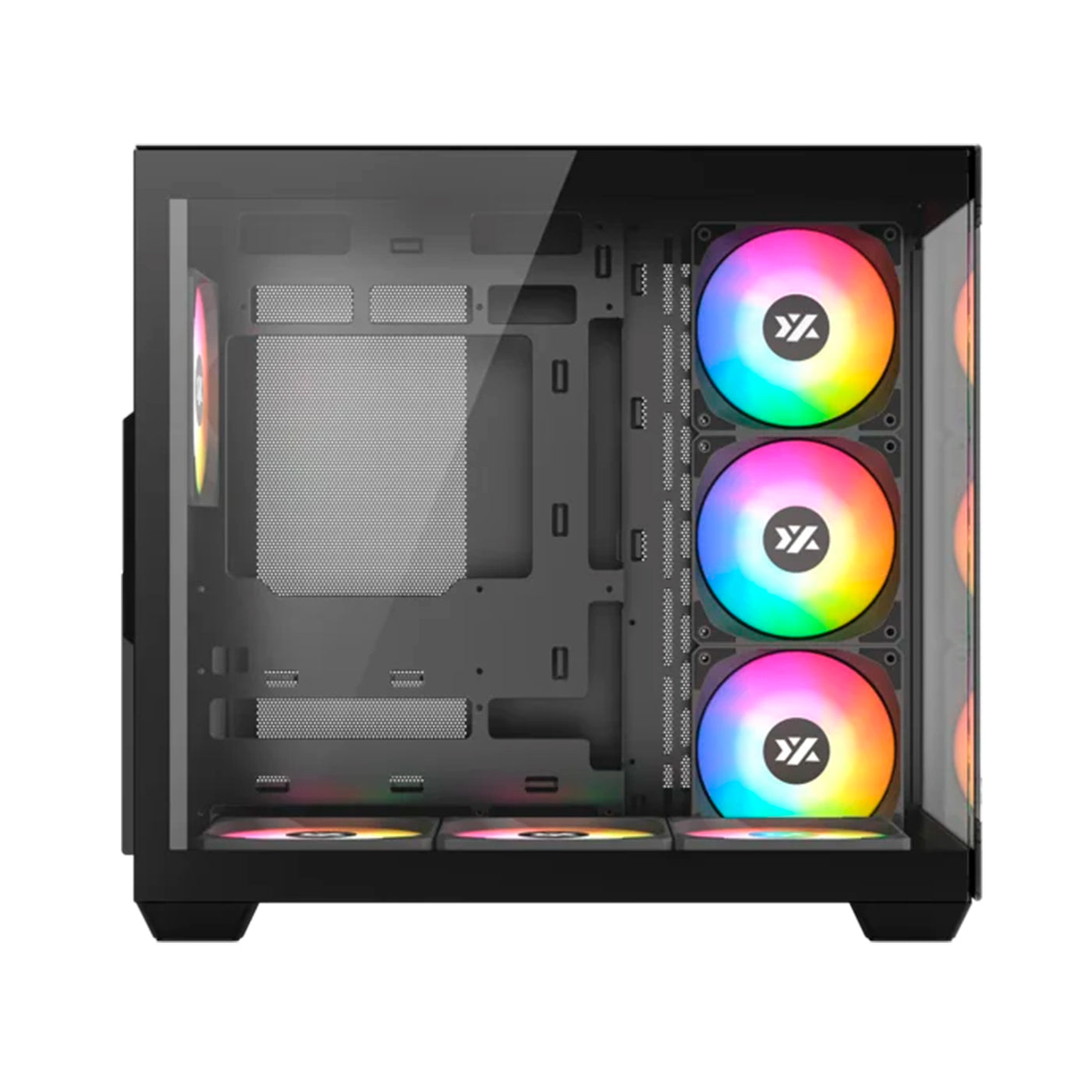 Case gamer XYZ TESSERACT ATX/M-ATX/ITX(Support MB back Plug) 6*M11 fan chain link case - Achorao