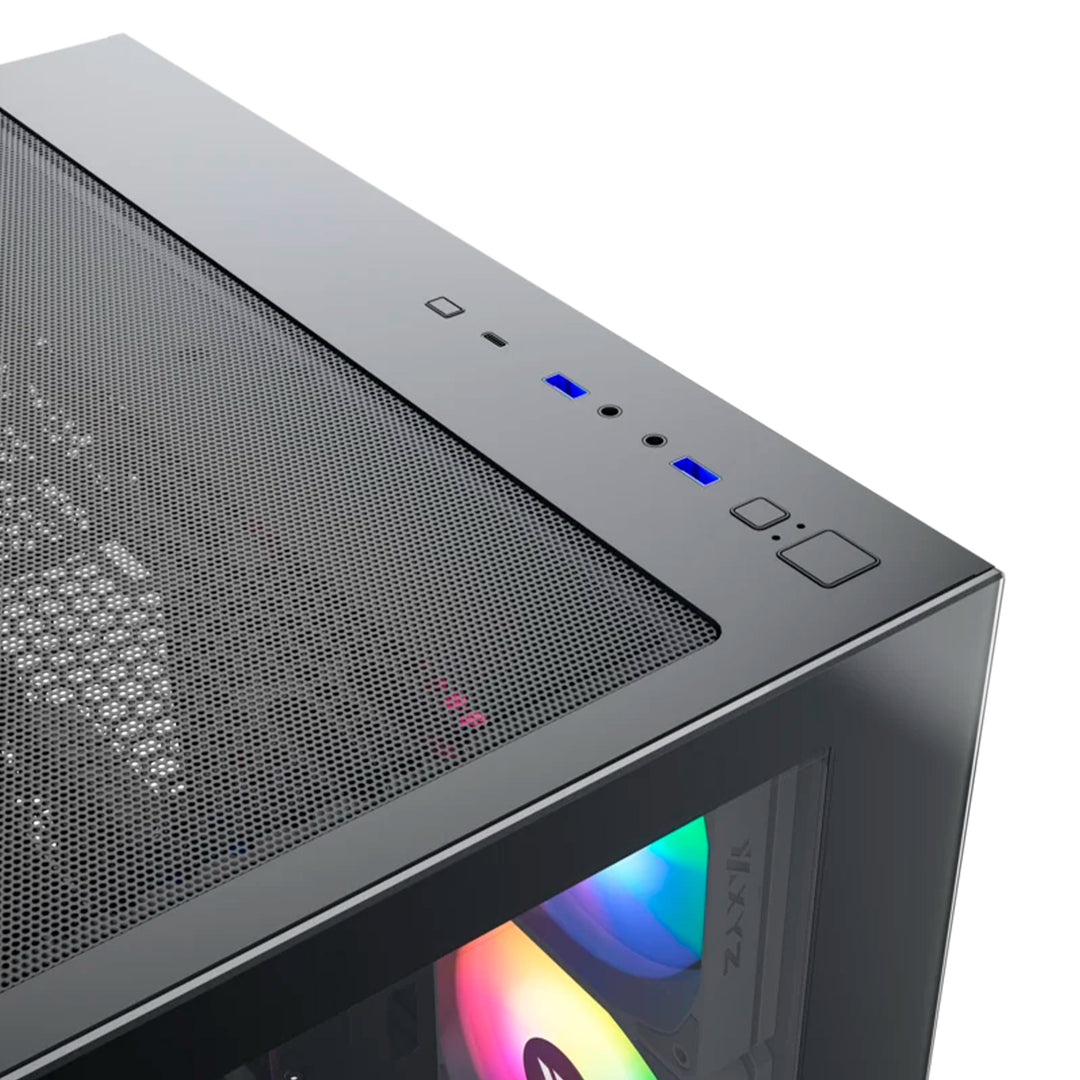 Case gamer XYZ TESSERACT ATX/M-ATX/ITX(Support MB back Plug) 6*M11 fan chain link case - Achorao