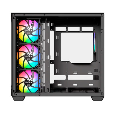 Case gamer XYZ TESSERACT ATX/M-ATX/ITX(Support MB back Plug) 6*M11 fan chain link case - Achorao