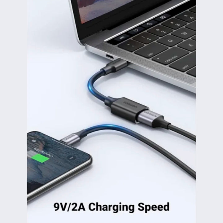 Adaptador UGREEN OTG USB-C macho a USB 3.0 hembra en color negro