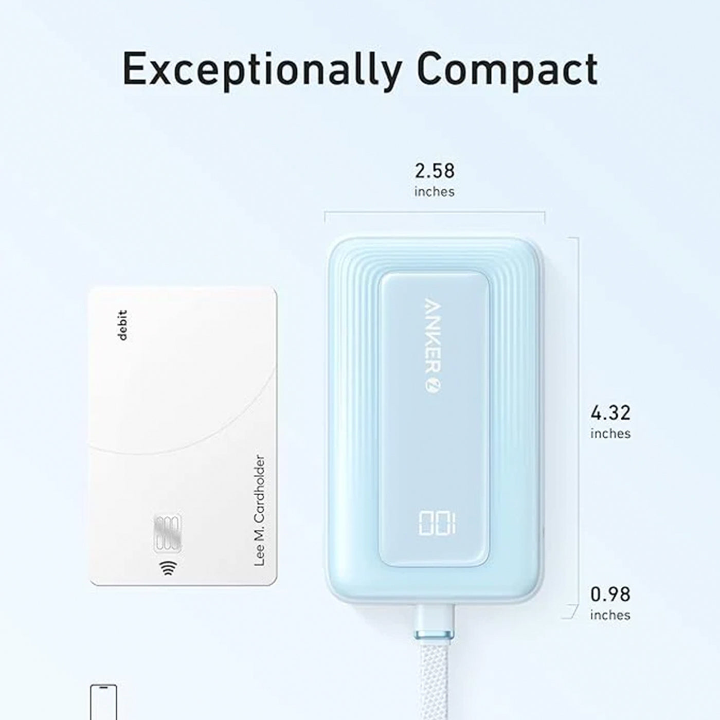 Power Bank Anker Zolo (30W, 10,000 mAh, Cable USB-C incorporado) - Achorao