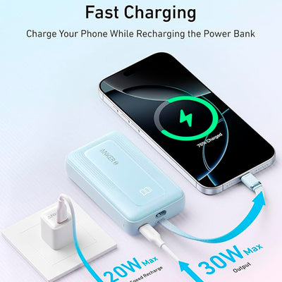 Power Bank Anker Zolo (30W, 10,000 mAh, Cable USB-C incorporado) - Achorao