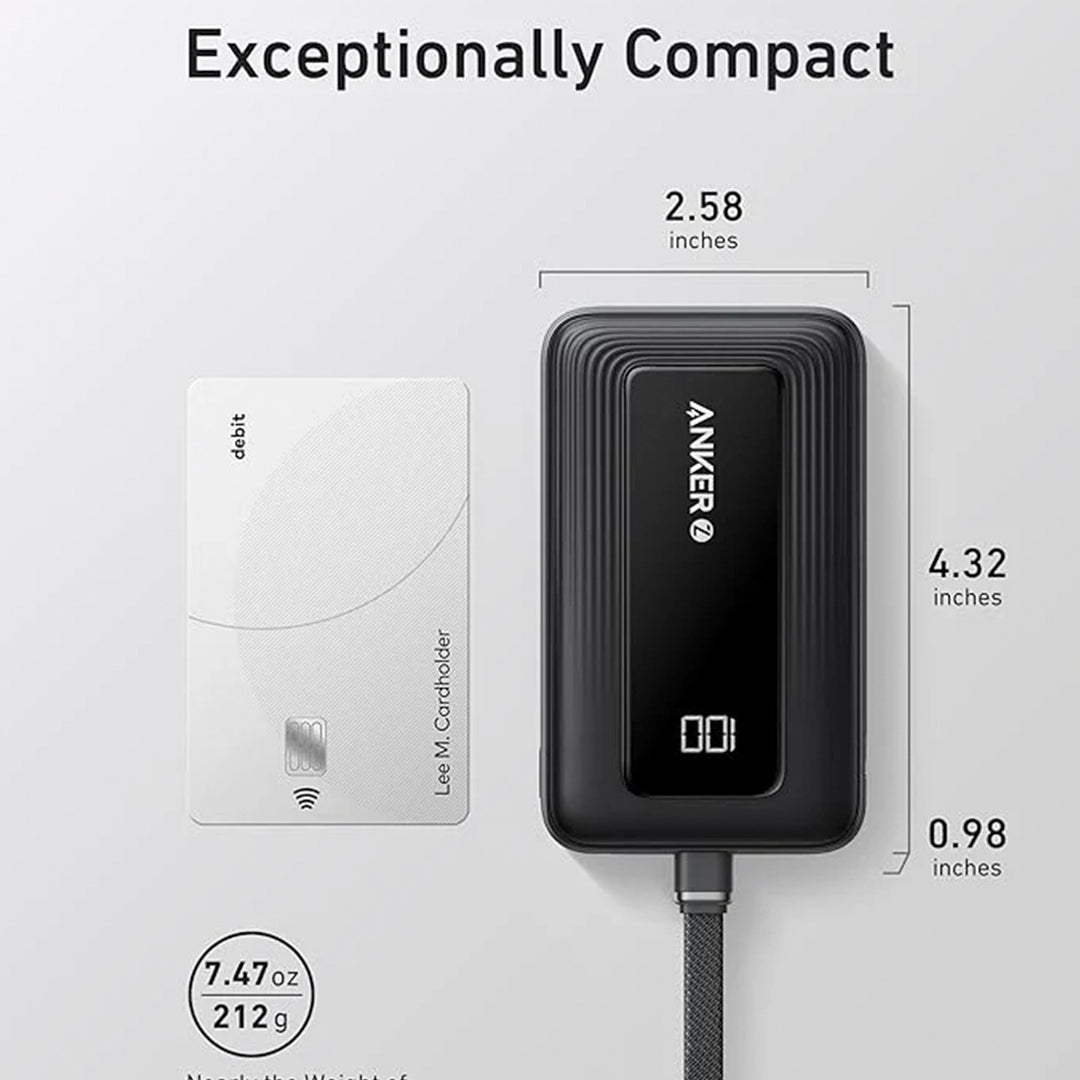 Power Bank Anker Zolo (30W, 10,000 mAh, Cable USB-C incorporado) - Achorao