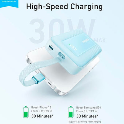 Power Bank Anker Zolo (30W, 10,000 mAh, Cable USB-C incorporado) - Achorao
