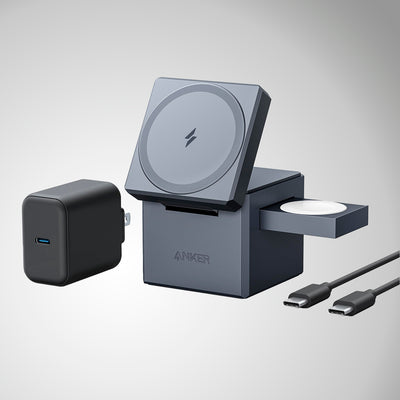 Estación de carga inalámbrica Anker MagGo  (3-en-1 Cubo) - Achorao
