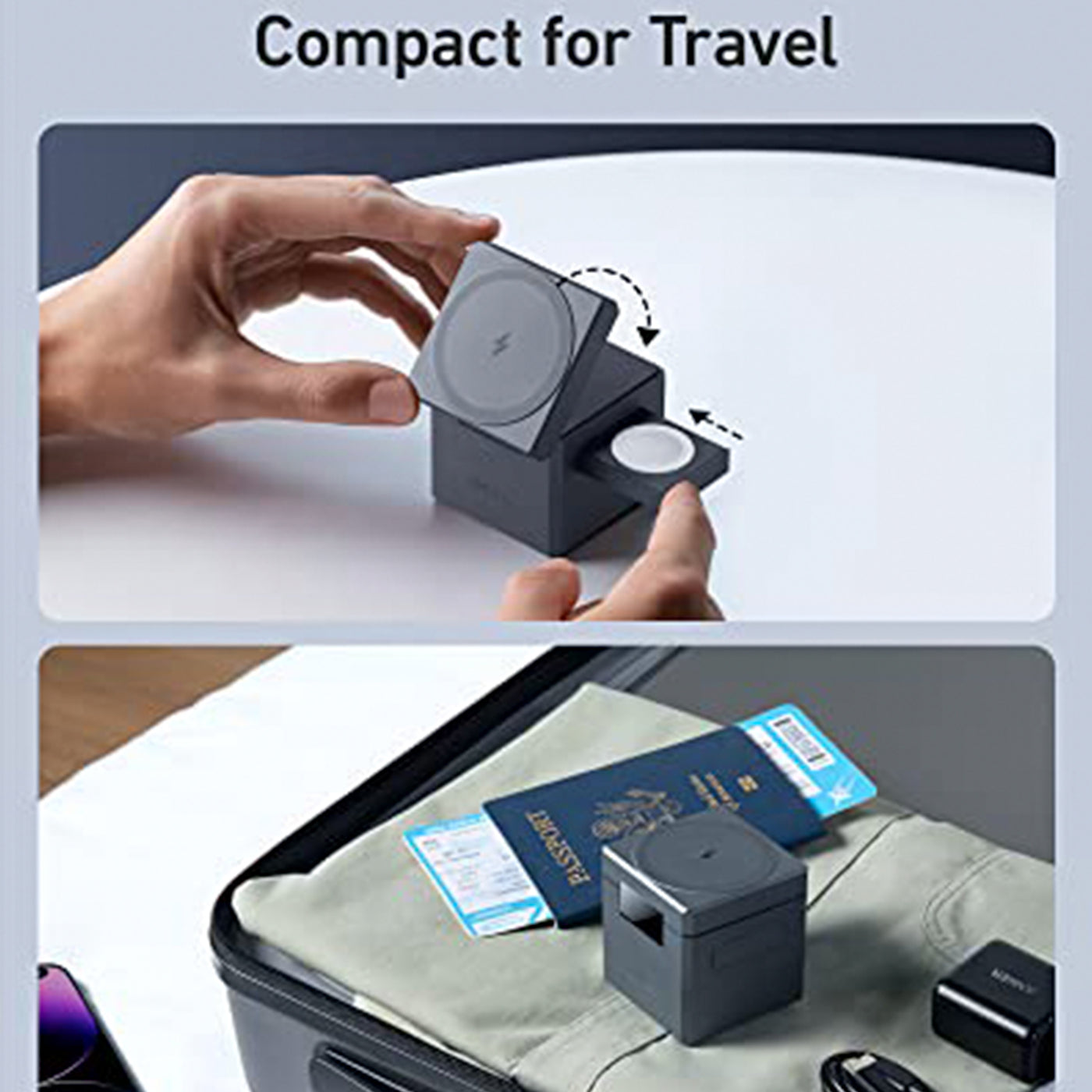 Estación de carga inalámbrica Anker MagGo  (3-en-1 Cubo) - Achorao