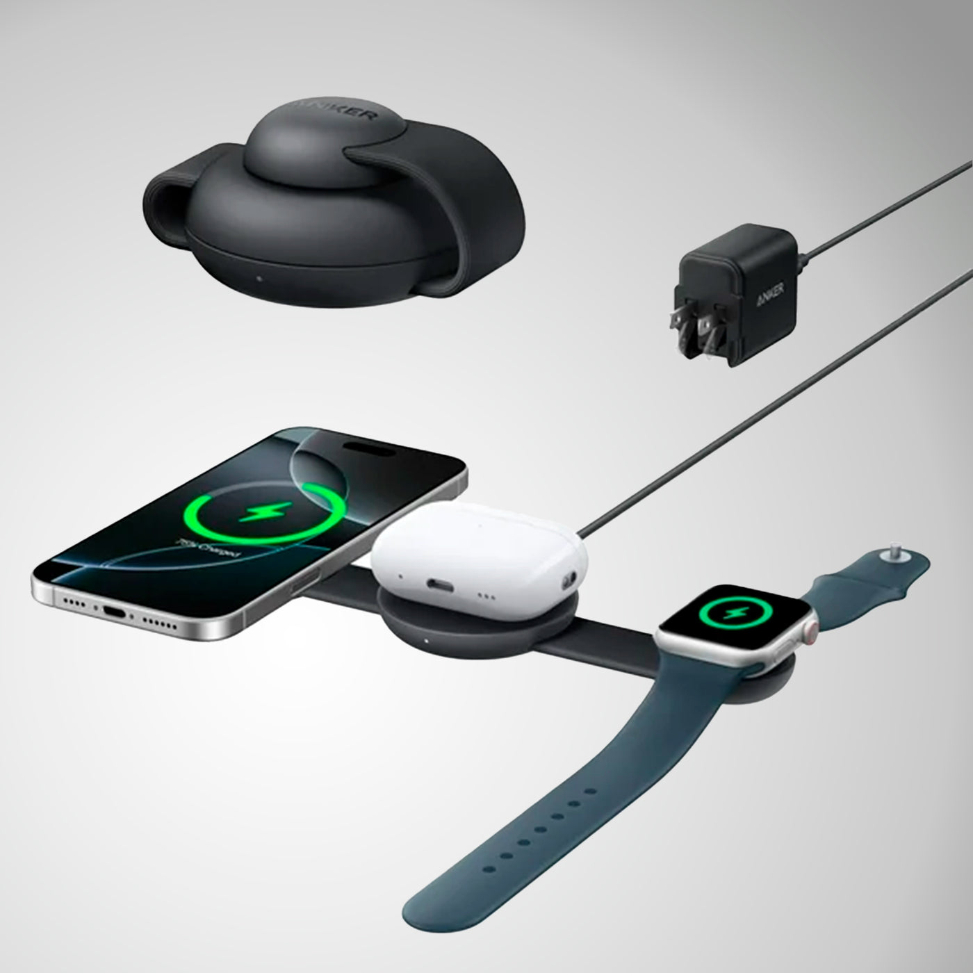 Estación de carga inalámbrica Anker MagGo 3 en 1 ultra compacto QI2 - Achorao