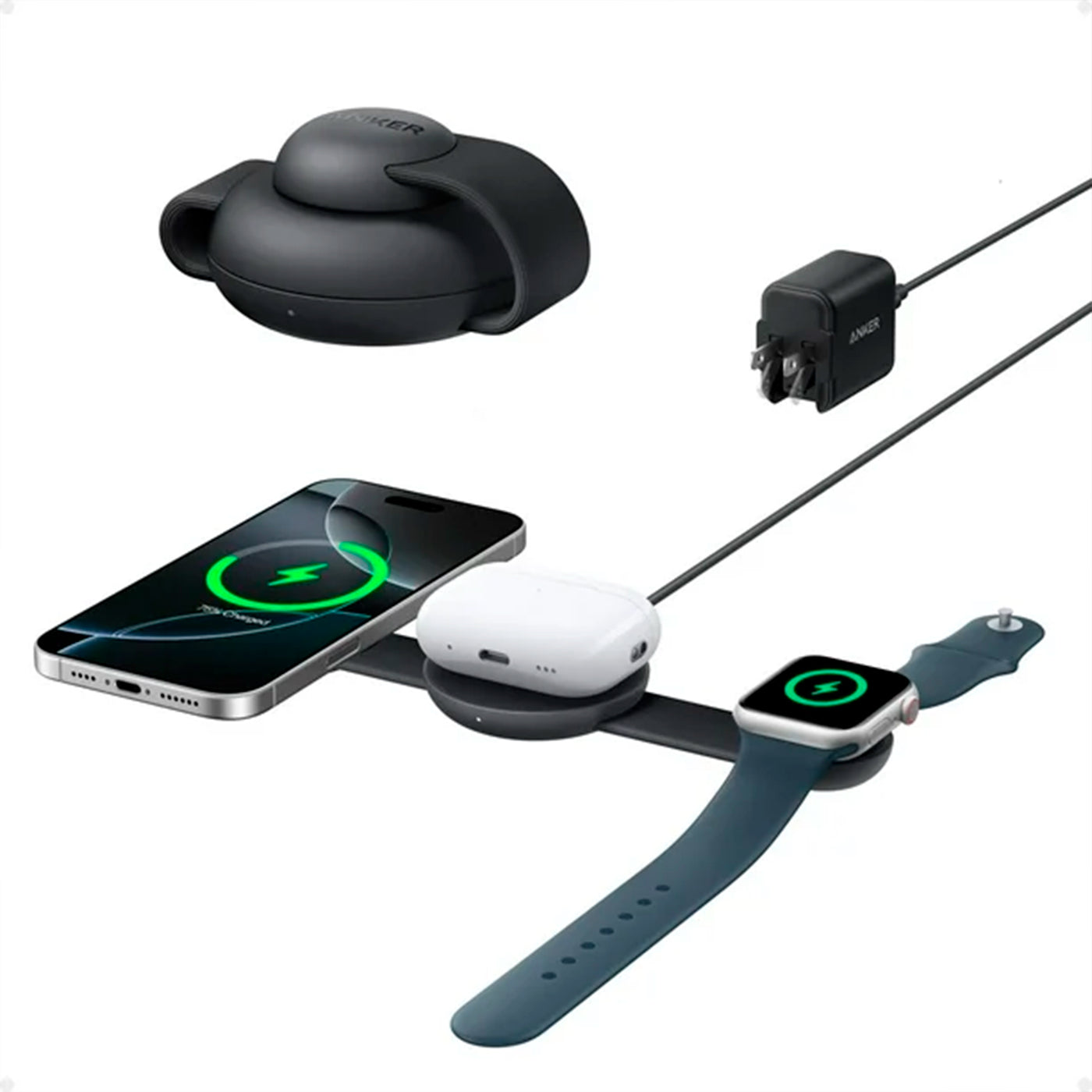 Estación de carga inalámbrica Anker MagGo 3 en 1 ultra compacto QI2 - Achorao