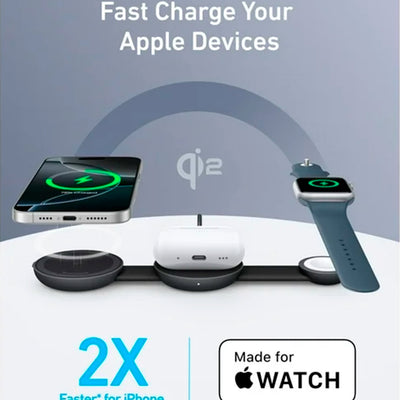 Estación de carga inalámbrica Anker MagGo 3 en 1 ultra compacto QI2 - Achorao