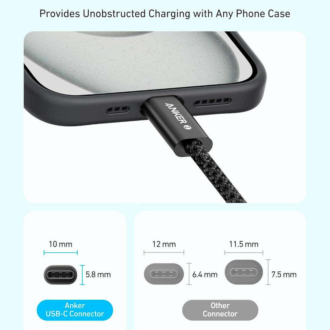 Cable USB-C A USB-C Anker Zolo 240W, Trenzado 1m blanco - Achorao