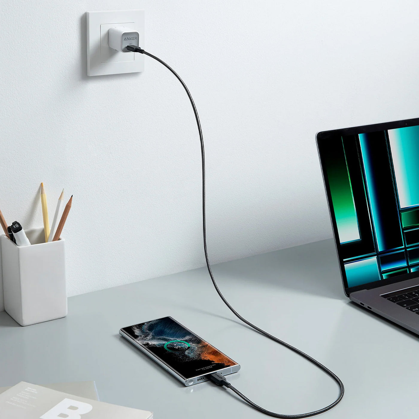 Cable USB-C A USB-C ANKER 322 trenzado 60w 1.8m - Achorao