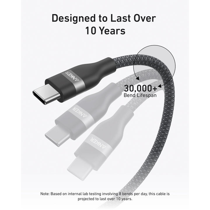 Cable de carga rápida Anker usb C a usb C 6FT(1.8m), 240W, Upcycled Braided