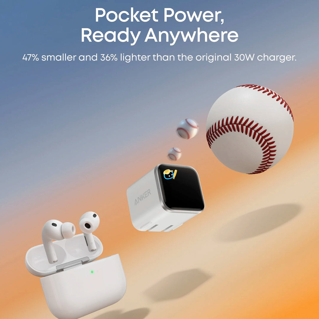 Cargador Rápido Anker Nano 45W USB-C con Pantalla Inteligente y Enchufe Plegable 180°