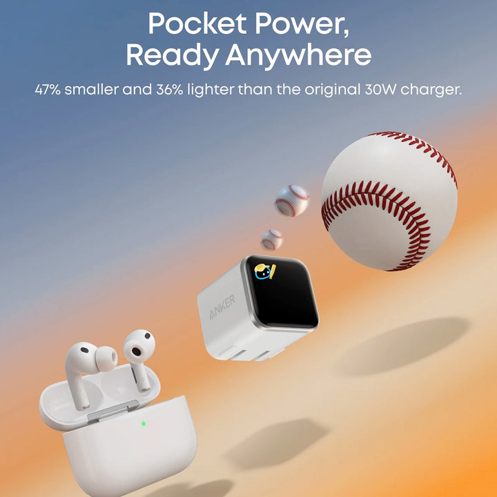 Cargador Rápido Anker Nano 45W USB-C con Pantalla Inteligente y Enchufe Plegable 180°