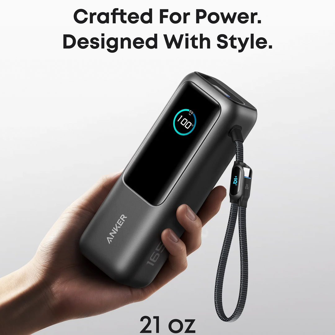 Power Bank Anker 25000 mAh 165 W USB-C integrado y cable retráctil