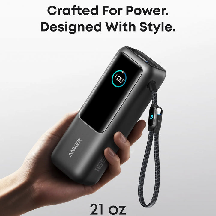 Power Bank Anker 25000 mAh 165 W USB-C integrado y cable retráctil