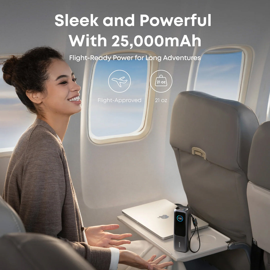 Power Bank Anker 25000 mAh 165 W USB-C integrado y cable retráctil