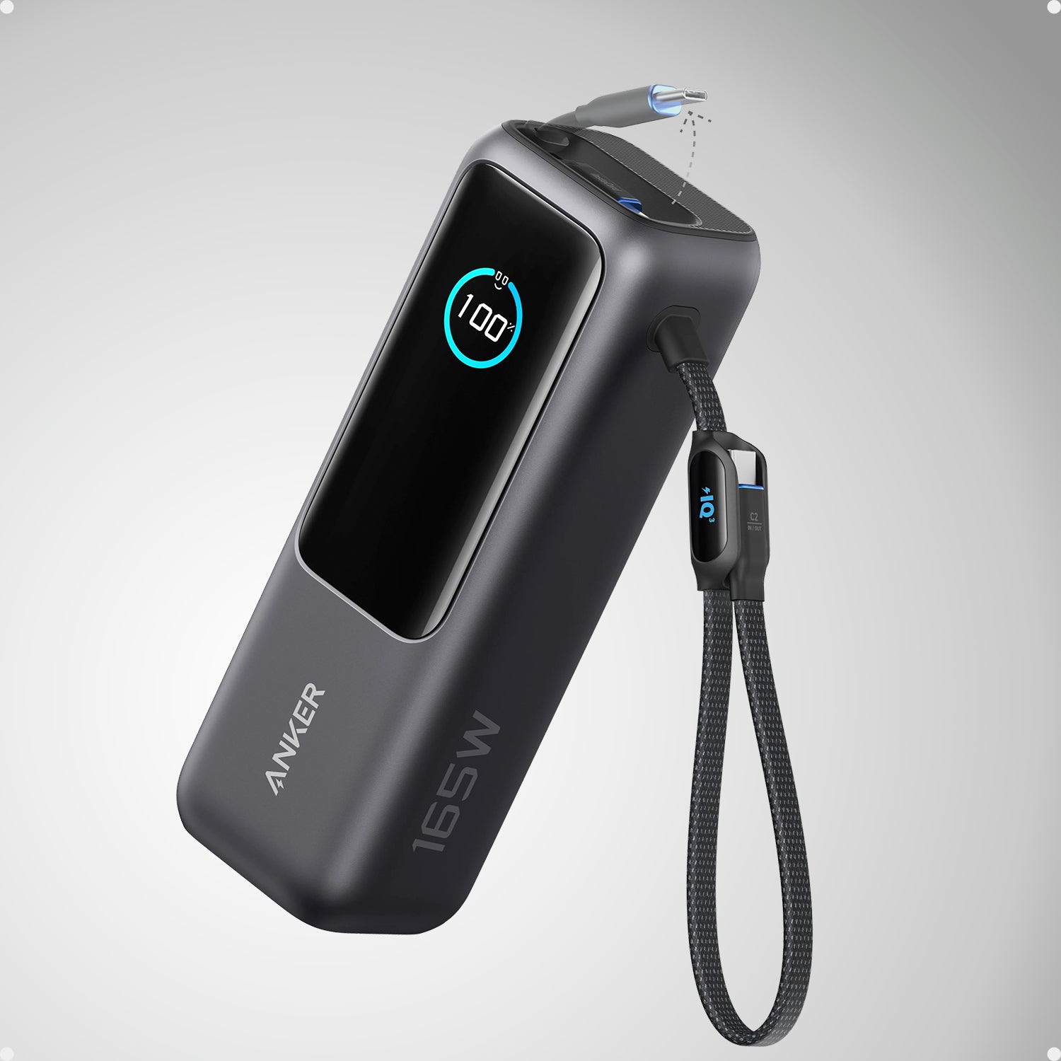 Power Bank Anker 25000 mAh 165 W USB-C integrado y cable retráctil