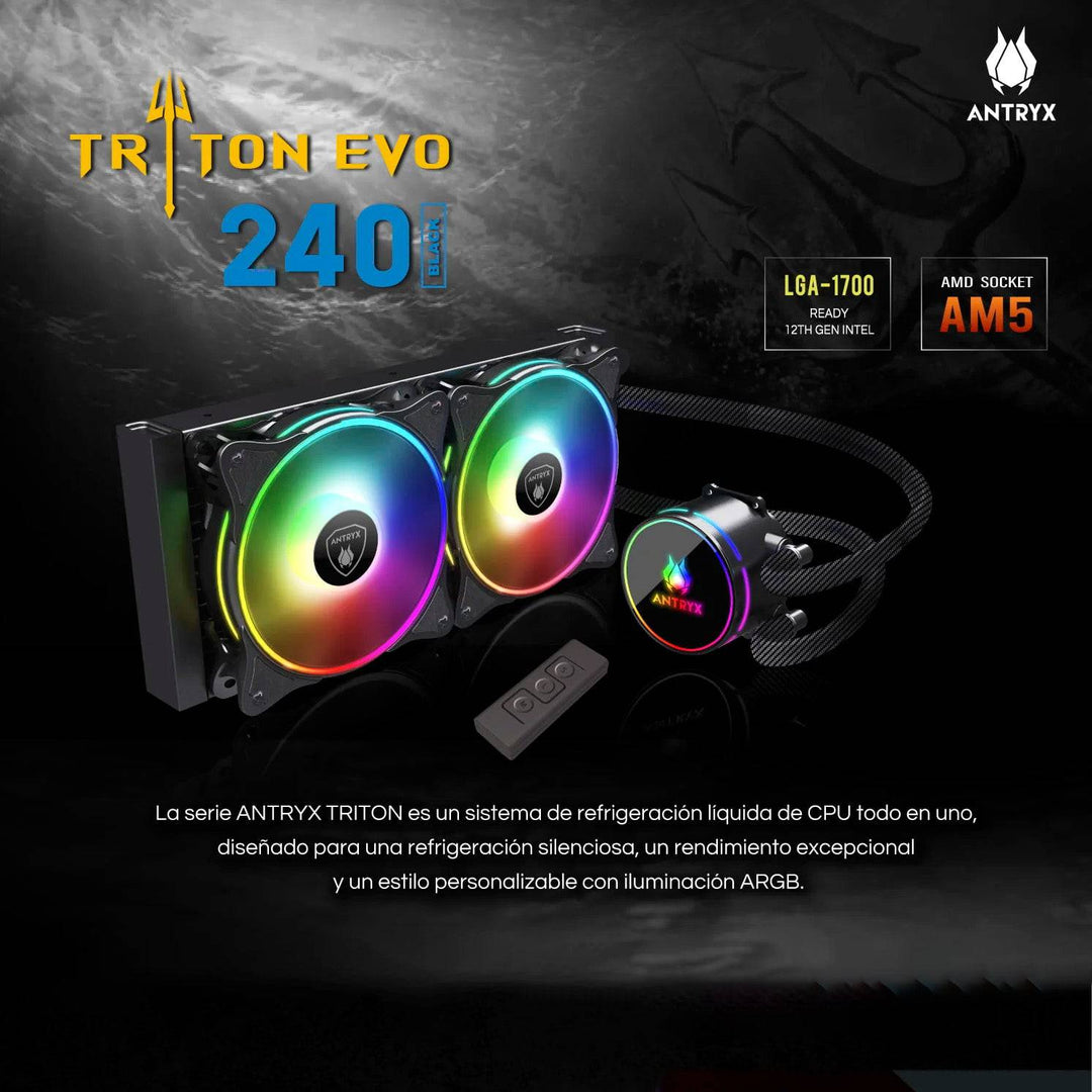 Sistema de enfriamiento liquido Antryx triton EVO 240 Black ARGB - Achorao
