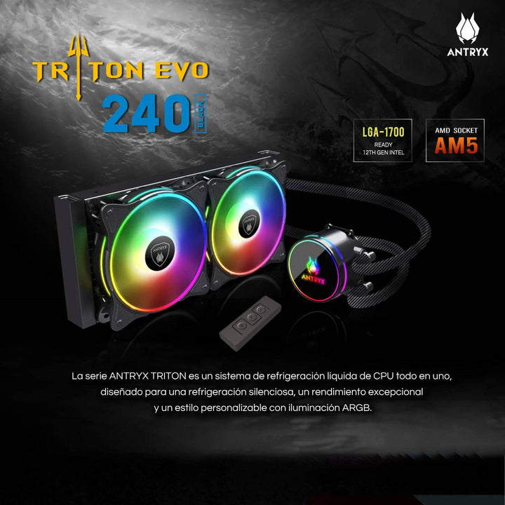 Sistema de enfriamiento liquido Antryx triton EVO 240 Black ARGB - Achorao