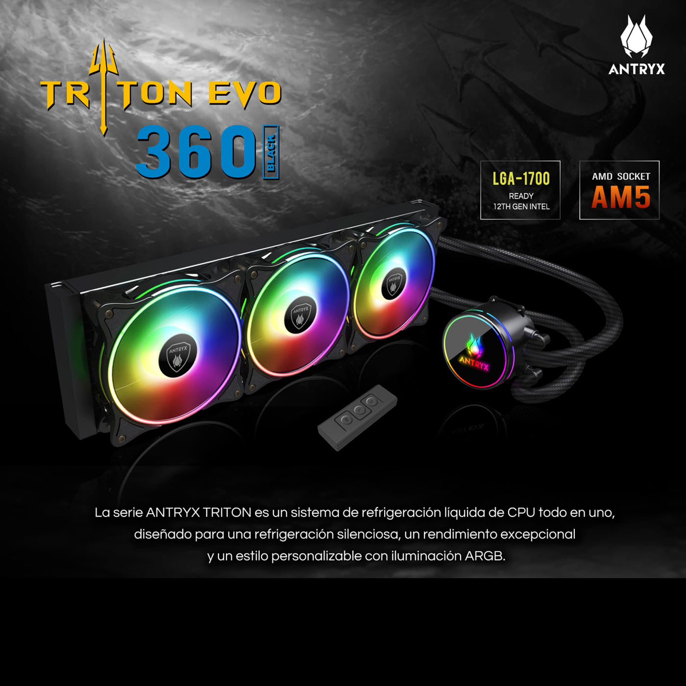 Sistema de Enfriamiento Líquido Antryx Triton EVO 360 Black ARGB - Achorao