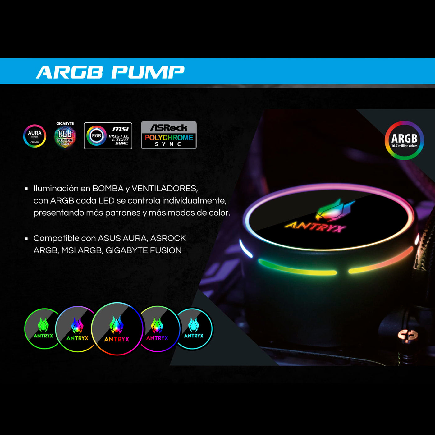 Sistema de Enfriamiento Líquido Antryx Triton EVO 360 Black ARGB - Achorao