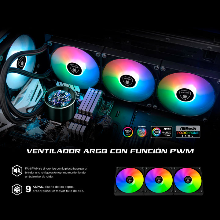 SISTEMA DE ENFRIAMIENTO LIQUIDO ANTRYX TRITON VISION 360P BLACK, ARGB - Achorao
