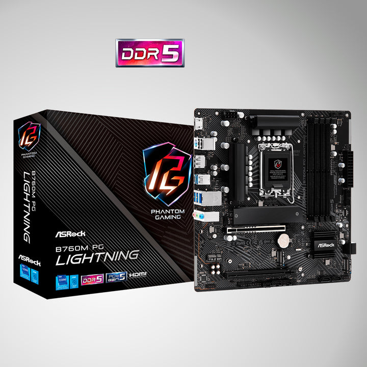 Motherboard ASROCK B760M PG LIGHTNING, LGA 1700, DDR5 7200MHz (OC), M.2(PCIe Gen4x4), PCIE 5.0 . - Achorao