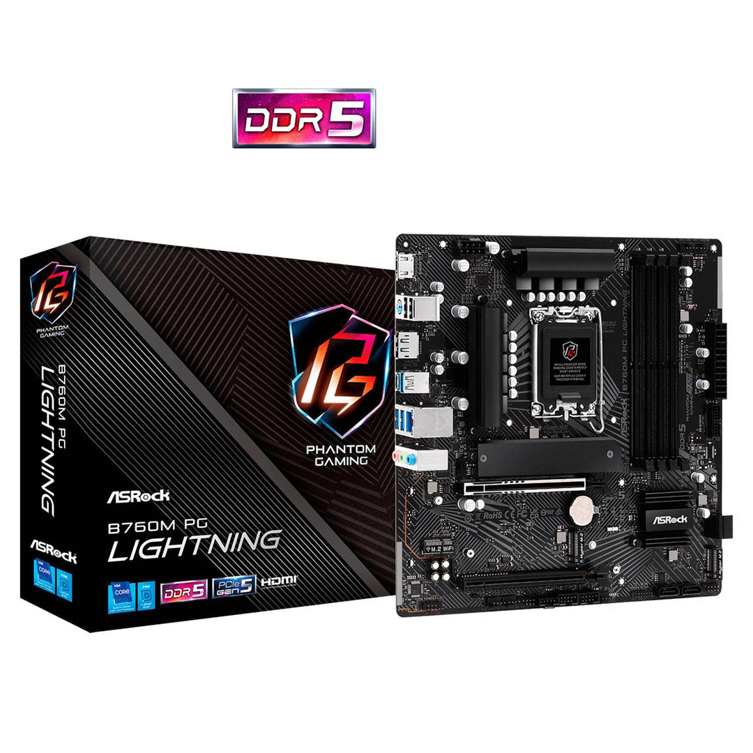 Motherboard ASROCK B760M PG LIGHTNING, LGA 1700, DDR5 7200MHz (OC), M.2(PCIe Gen4x4), PCIE 5.0 . - Achorao