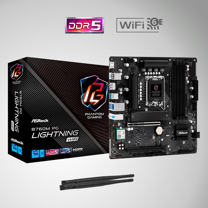 Motherboard ASROCK B760M PG LIGHTNING WIFI,DDR5 7200MHz (OC), M.2(PCIe Gen4x4), PCIE 5.0 . - Achorao