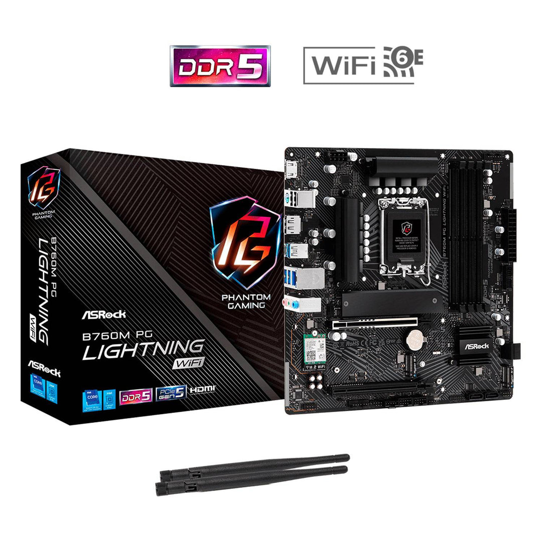 Motherboard ASROCK B760M PG LIGHTNING WIFI,DDR5 7200MHz (OC), M.2(PCIe Gen4x4), PCIE 5.0 . - Achorao